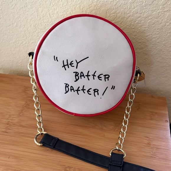 Betsey Johnson Luv Betsey Baseball Crossbody Bag with Hey Batter Batter print - Picture 3 of 14